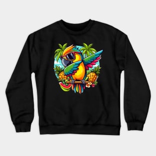 Cool Parrot For Men Women Dabbing Parrot Tropical Bird Lover Crewneck Sweatshirt